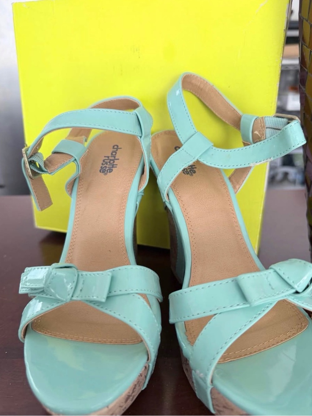 Charlotte Russe Mint Patent Wedge Sandals